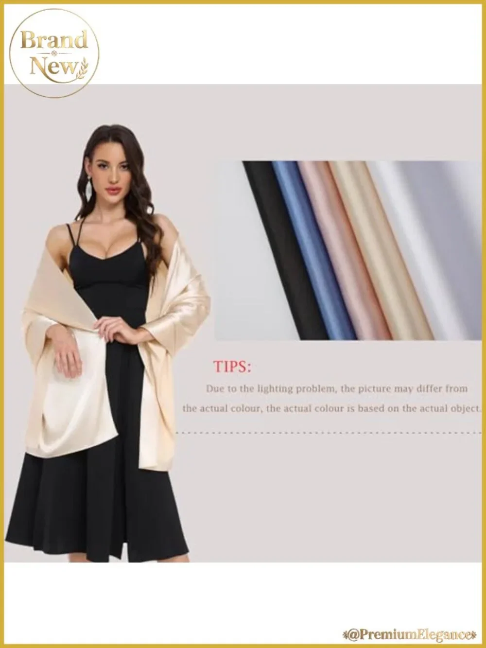 Satin Shawl Wrap Women Wedding Scarf Evening Cover Up Formal